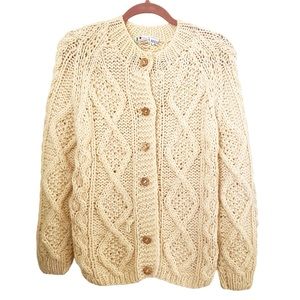 SALE | Joseph Magnin Women's Vintage Cream Cable Knit Cardigan